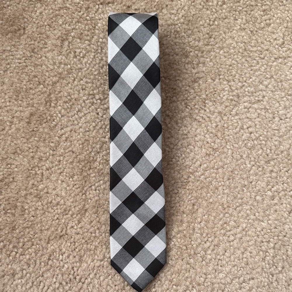 Calvin Klein Classic Black and Gray Checkered Tie
